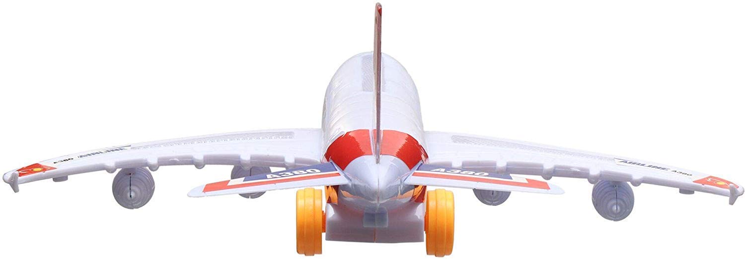 SUPER TOY Battery Operated Aeroplane Toy for Kids with Light and Sound Airplane Bump & Go Toy for Toddler Boys Girls Birthday Gift