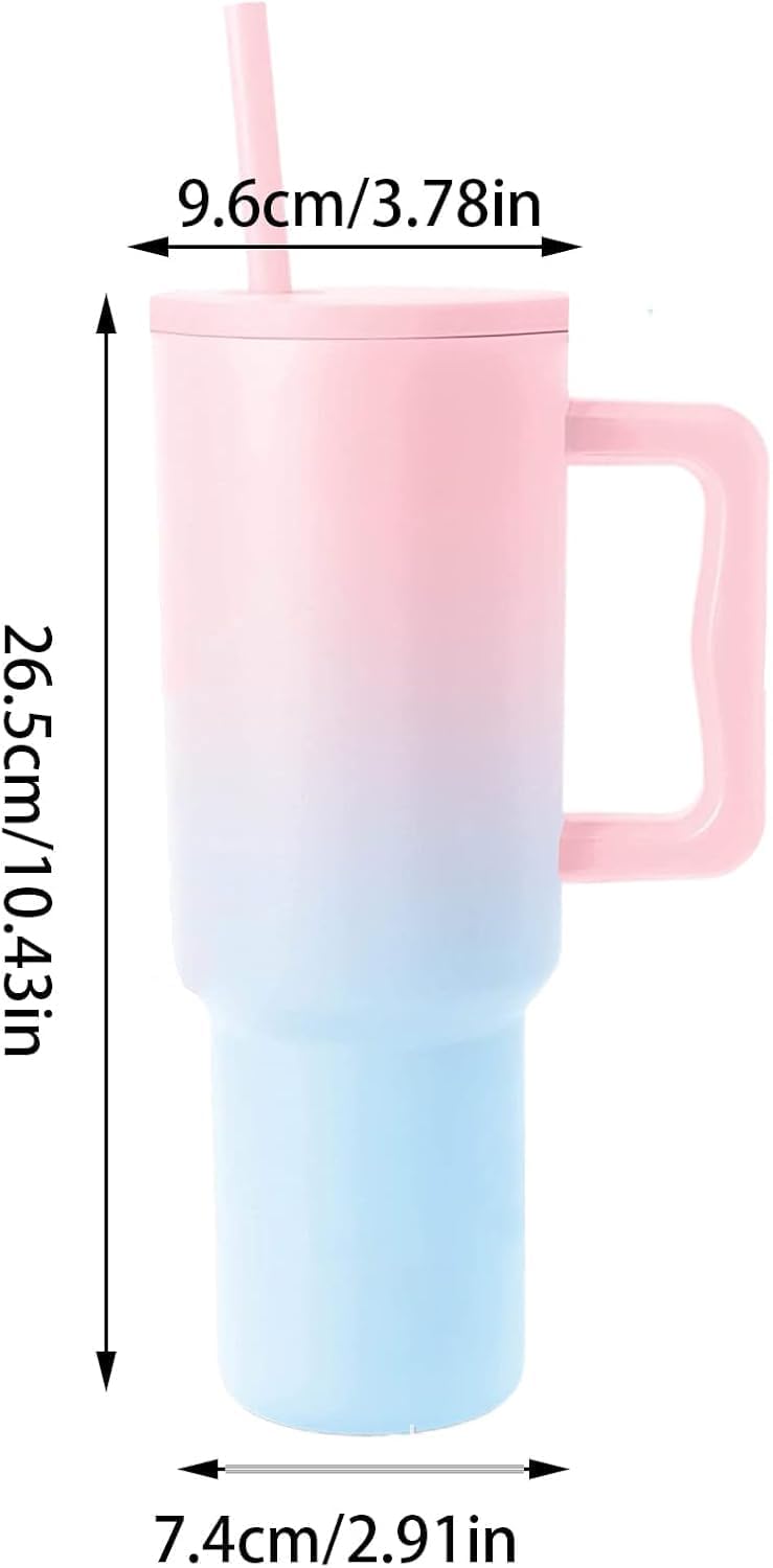 Personalised with Your Name, 1200ml Tumbler with Straw - Handle – Stainless Steel Double Wall Insulated Cup | Leakproof Sipper Mug for Hot - Cold Drinks | Coffee - Water Tumbler