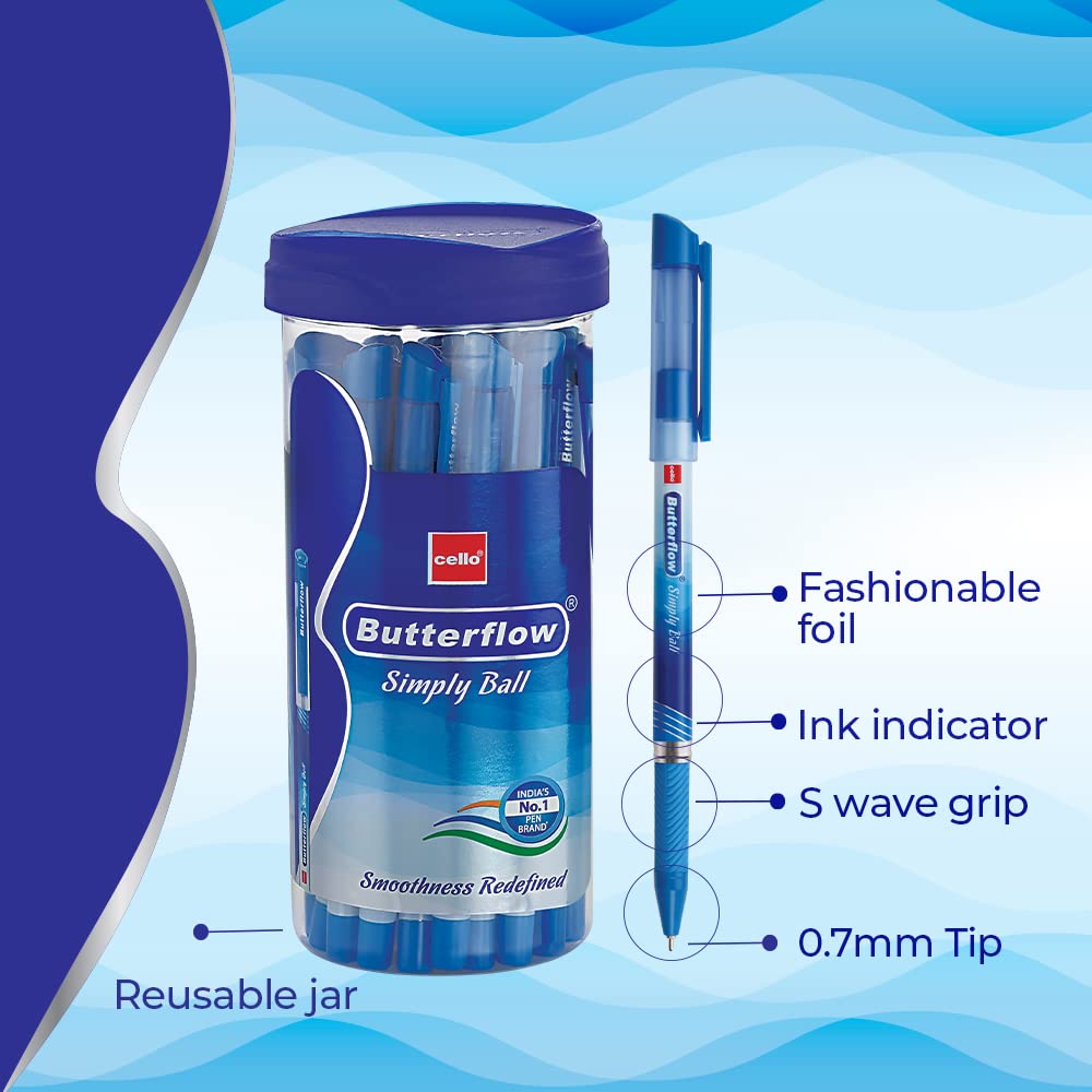 Cello Butterflow Simply Ball Pen Set | Pack of 25 Ball Pens