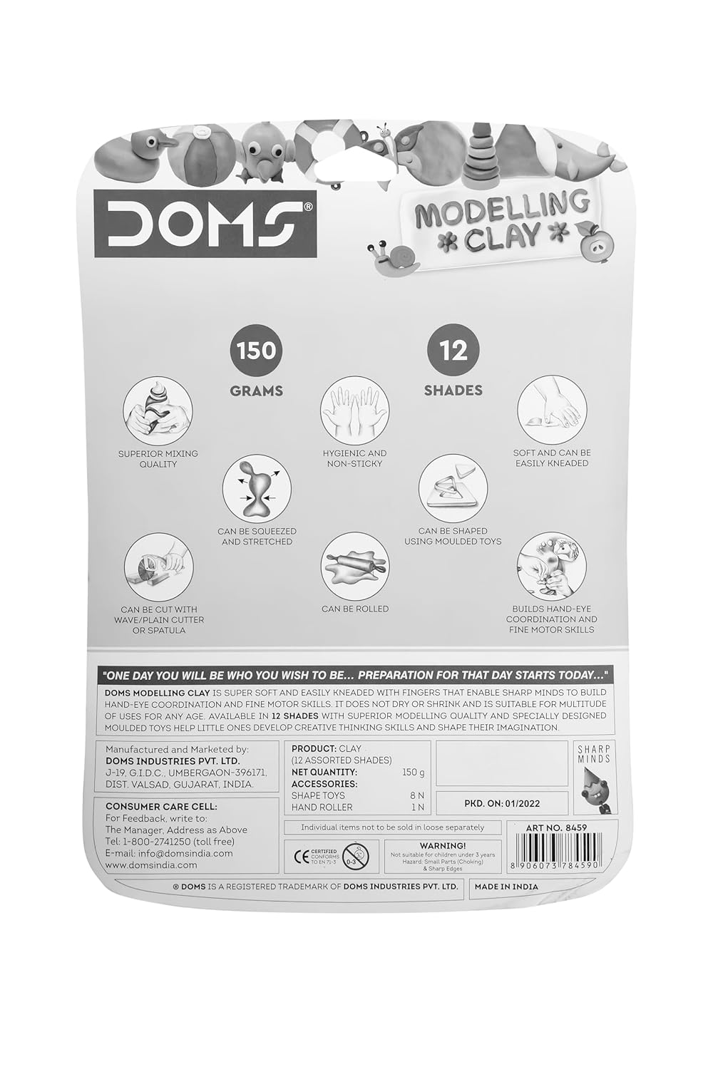 DOMS Modelling Clay 12 Shades New, Multicolor