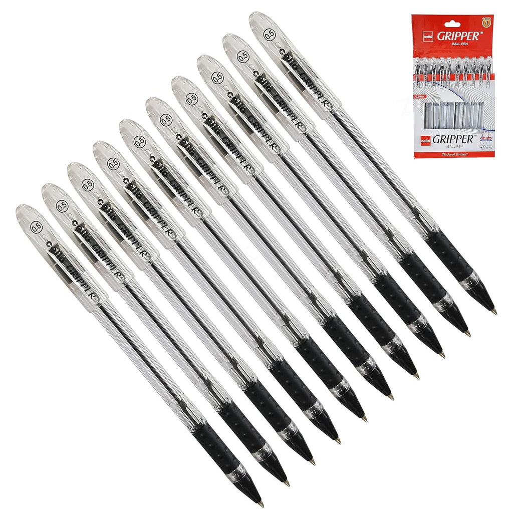 Cello Gripper-1 Ball Pen (Pack Of 10),Blue , Black & Red