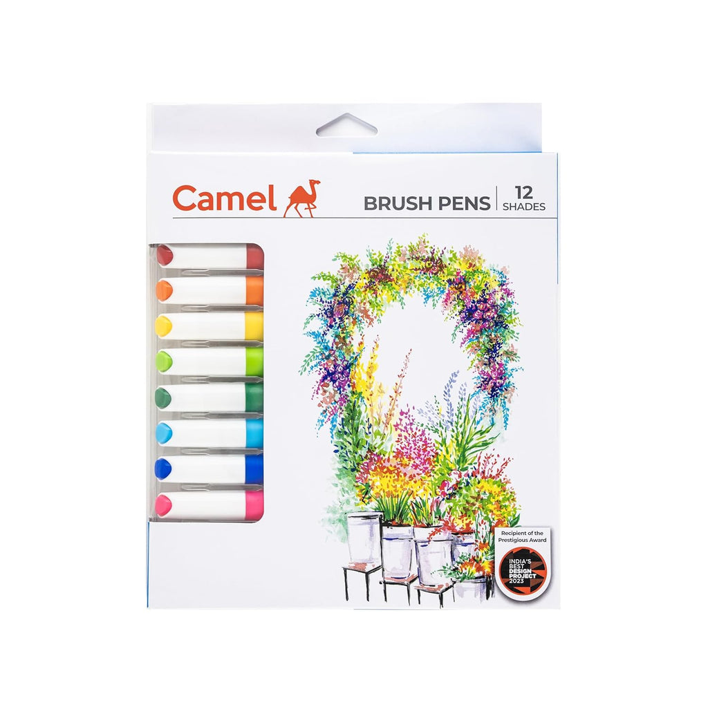 Camel Camlin Brush Pen 12 Shades, Bold - Assorted