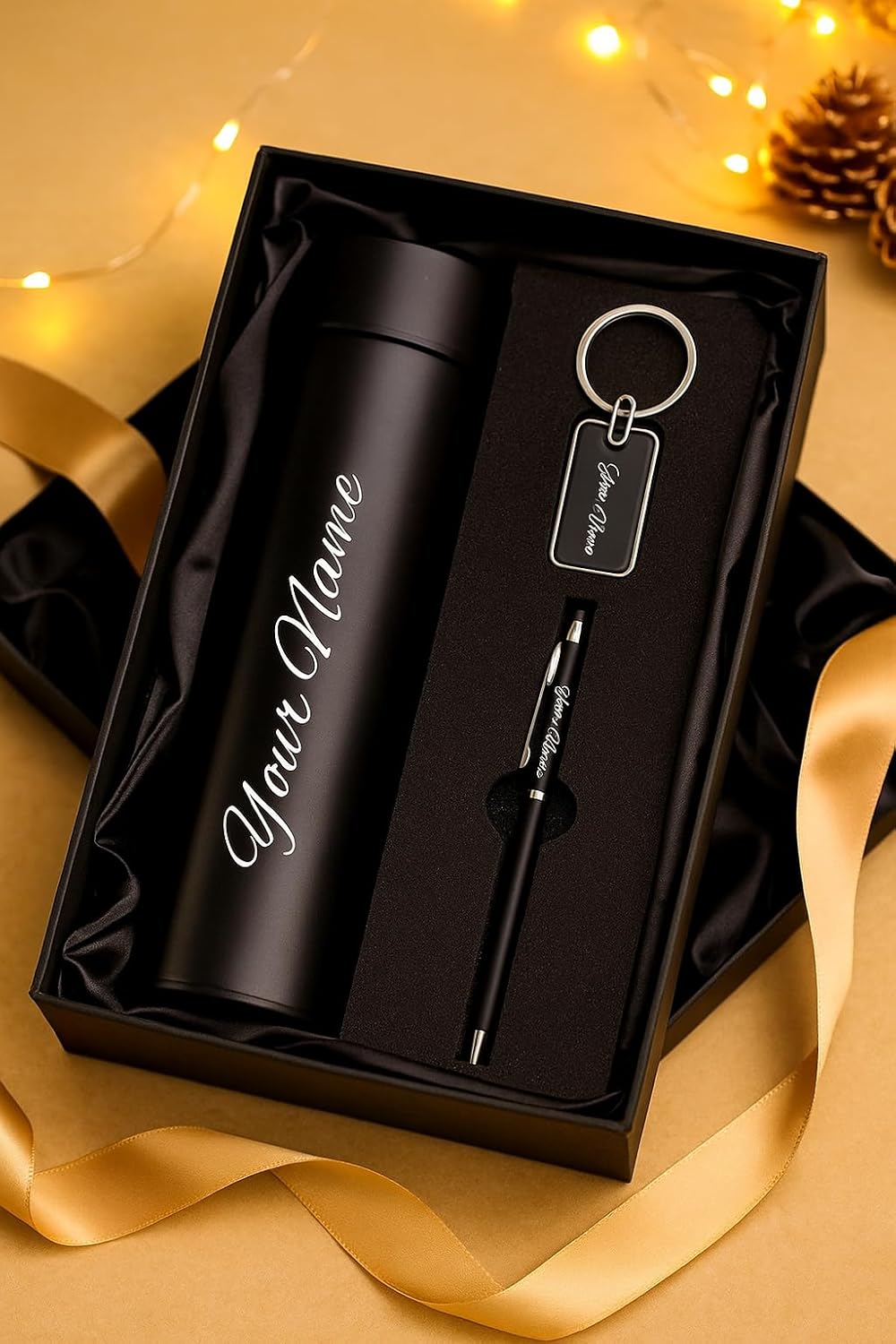 Customized Gift Hamper Set with Pen, Bottle & Keychain