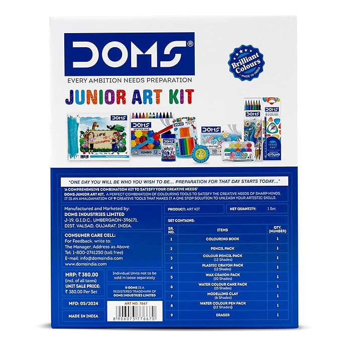 Doms Junior Art Kit Set Of 8 - Multicolor