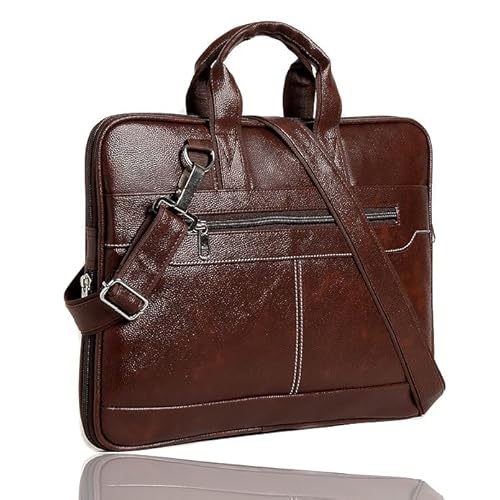 Men's Leather Laptop Bag, 15.6 inch, with Shoulder Strap, Brown