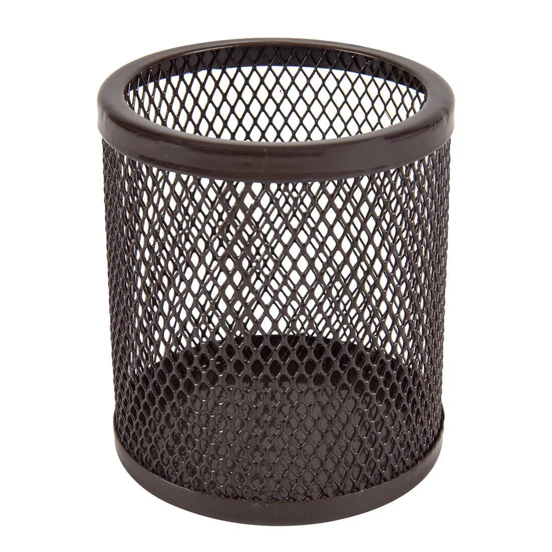 Metal Mesh Pen Pencil Holder Desk Organizer Holder for Home Office (Round) (Brown)